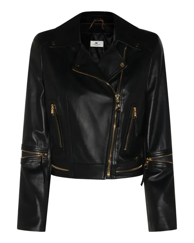 Elisabetta Franchi zip-detail leather jacket - Schwarz Schwarz
