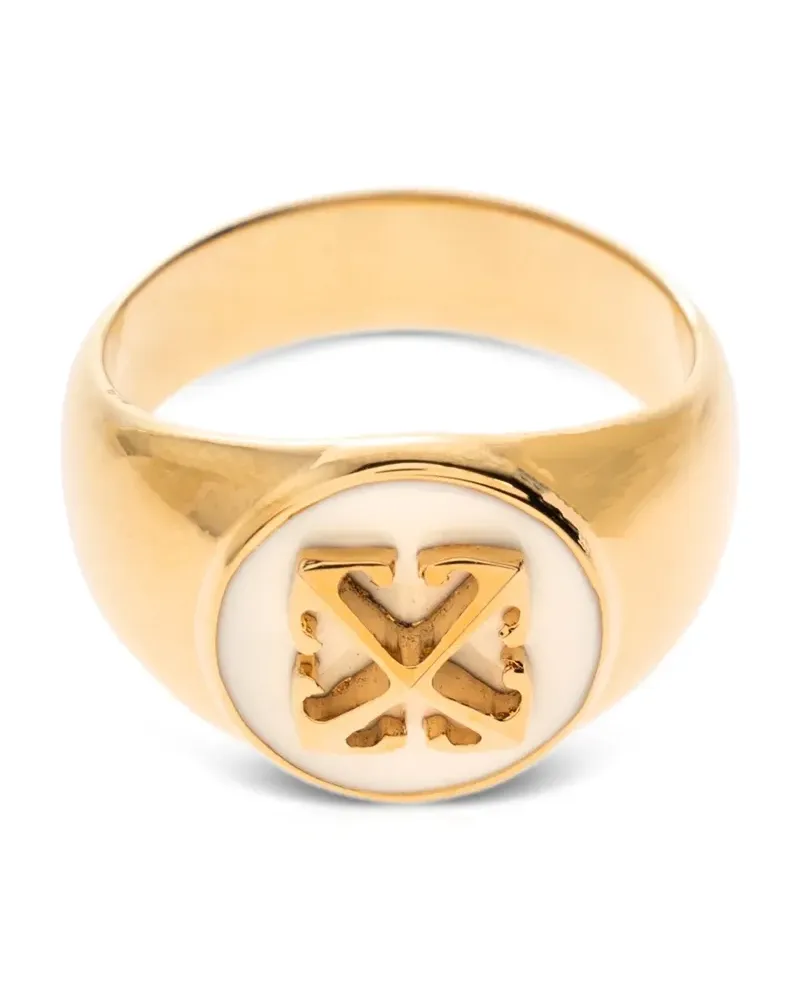 OFF-WHITE logo-embellishment ring - Gold Gold