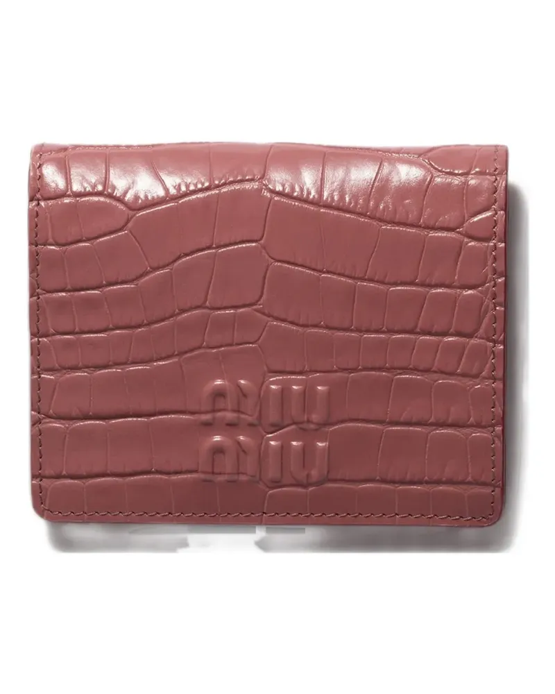 Miu Miu small crocodile embossed calfskin wallet - Rosa Rosa