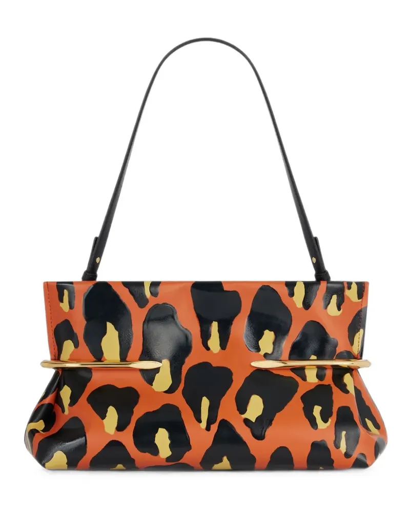 Givenchy Pinch Soft Clutch aus Nappaleder mit Leopardenprint - Orange Orange