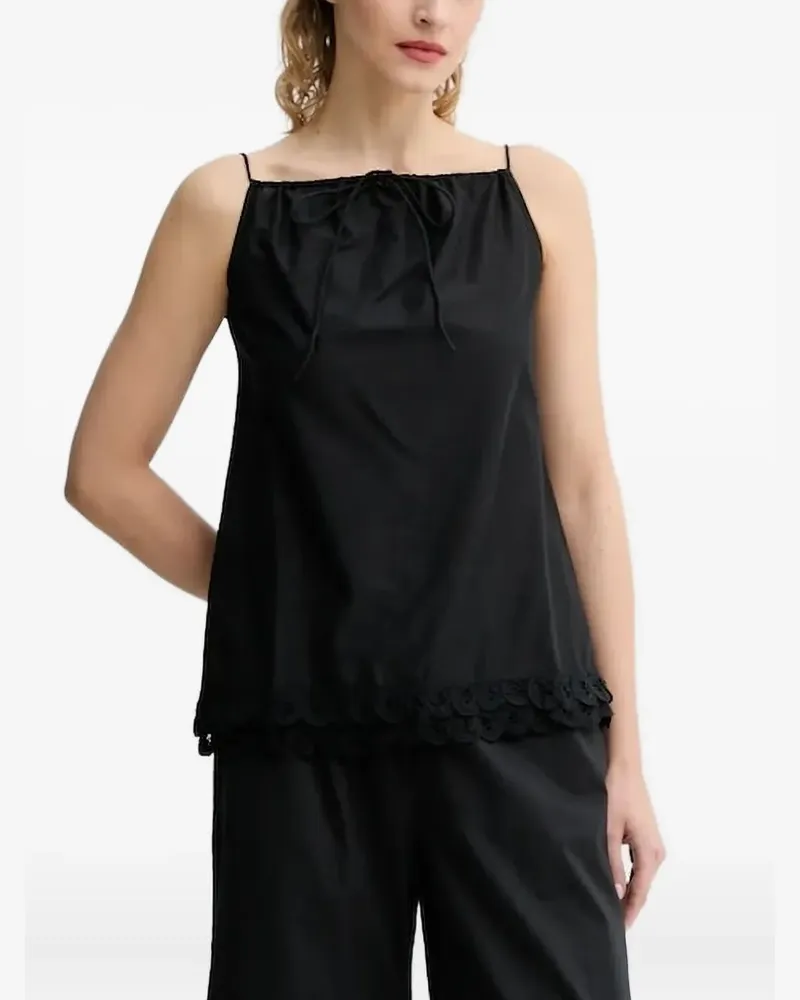 By Malene Birger Kordelzug-Oberteil mit Spitzenbesatz - Schwarz Schwarz