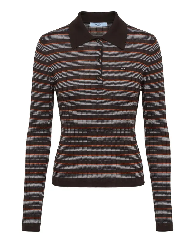 Prada long-sleeved striped polo shirt - Braun Braun