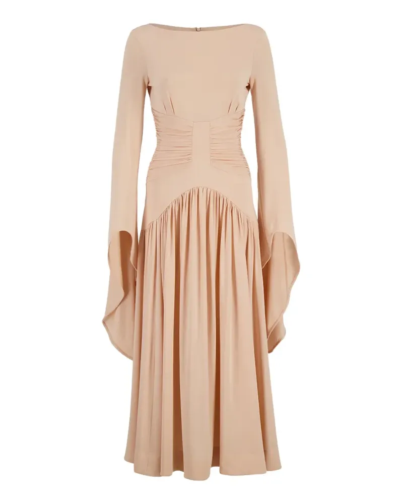 La DoubleJ Solid ruched draped-sleeve midi dress - Rosa Rosa