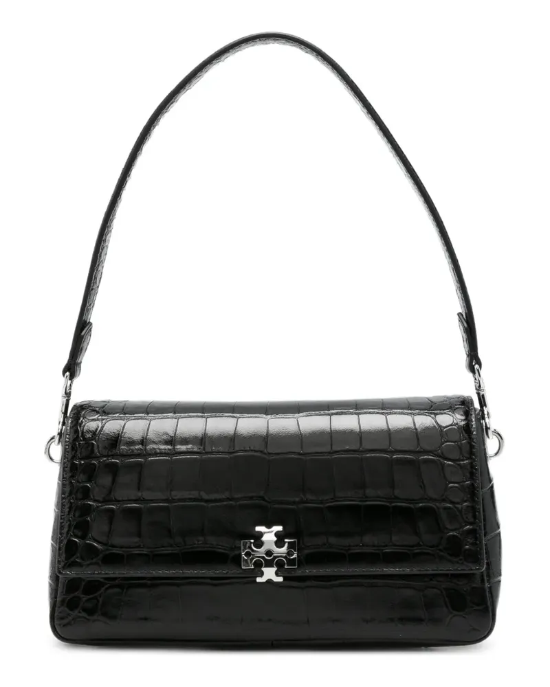 Tory Burch Charlie Schultertasche mit Kroko-Effekt - Schwarz Schwarz
