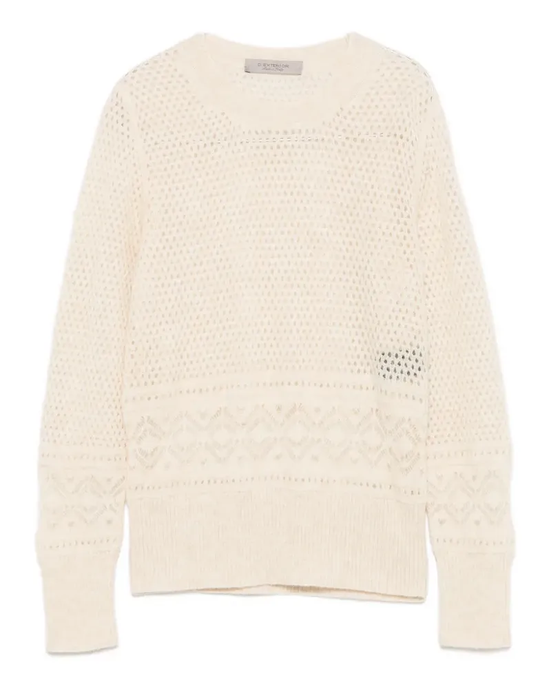 D.EXTERIOR open-knit pointelle-trim sweater - Nude Nude