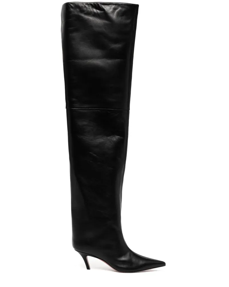 Amina Muaddi Fiona Overknee-Stiefel - Schwarz Schwarz