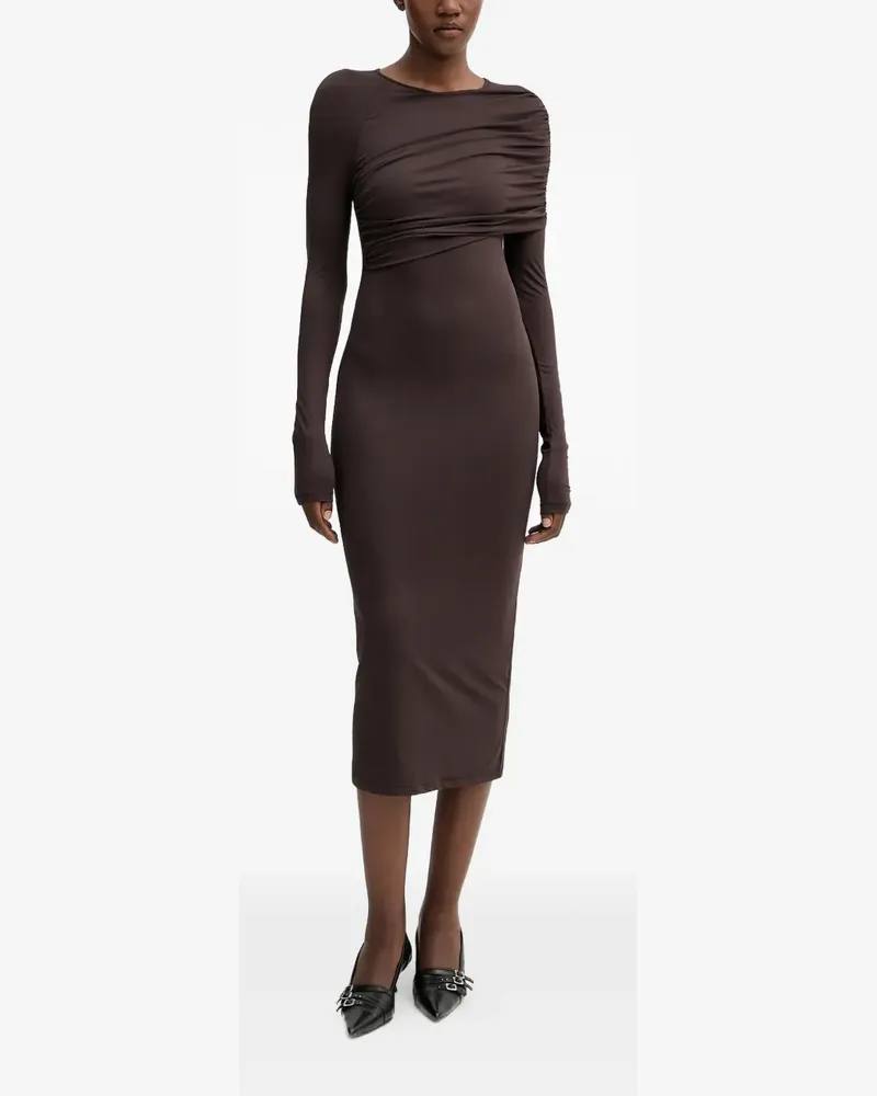 Aniye By Mavis draped long-sleeved midi dress - Braun Braun