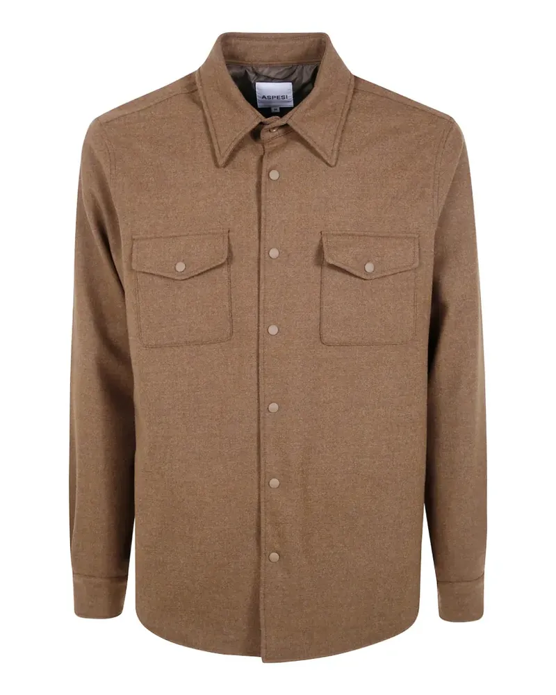 ASPESI flap-pocket wool shirt - Braun Braun