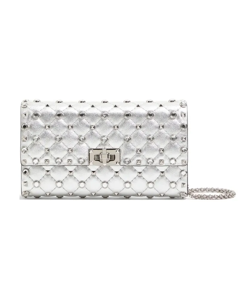 Valentino Garavani Gesteppte Schultertasche mit Nieten - Silber Silber