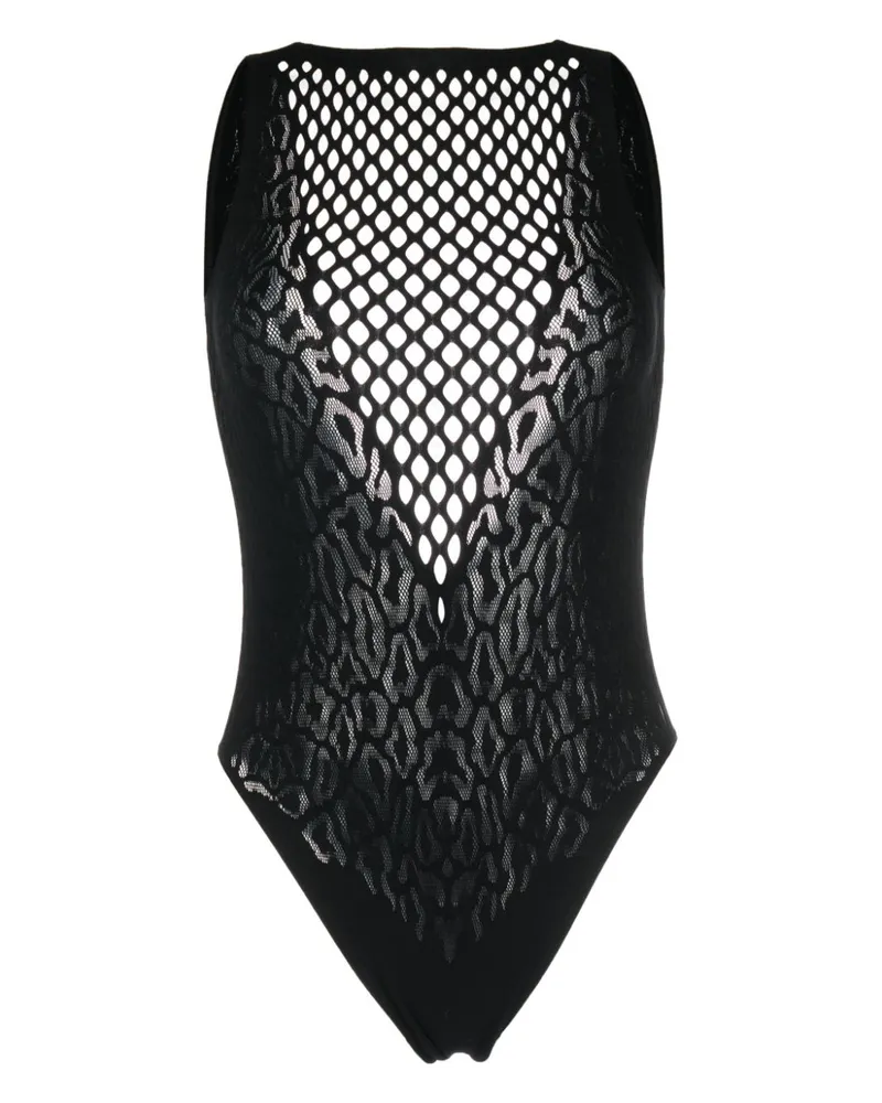 Roberto Cavalli Badeanzug mit Leoparden-Print - Schwarz Schwarz