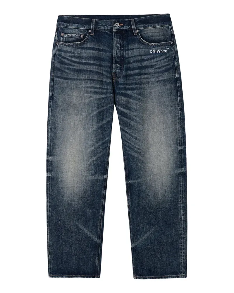 OFF-WHITE Gerade Diagonals Jeans mit Tragefalten - Blau Blau