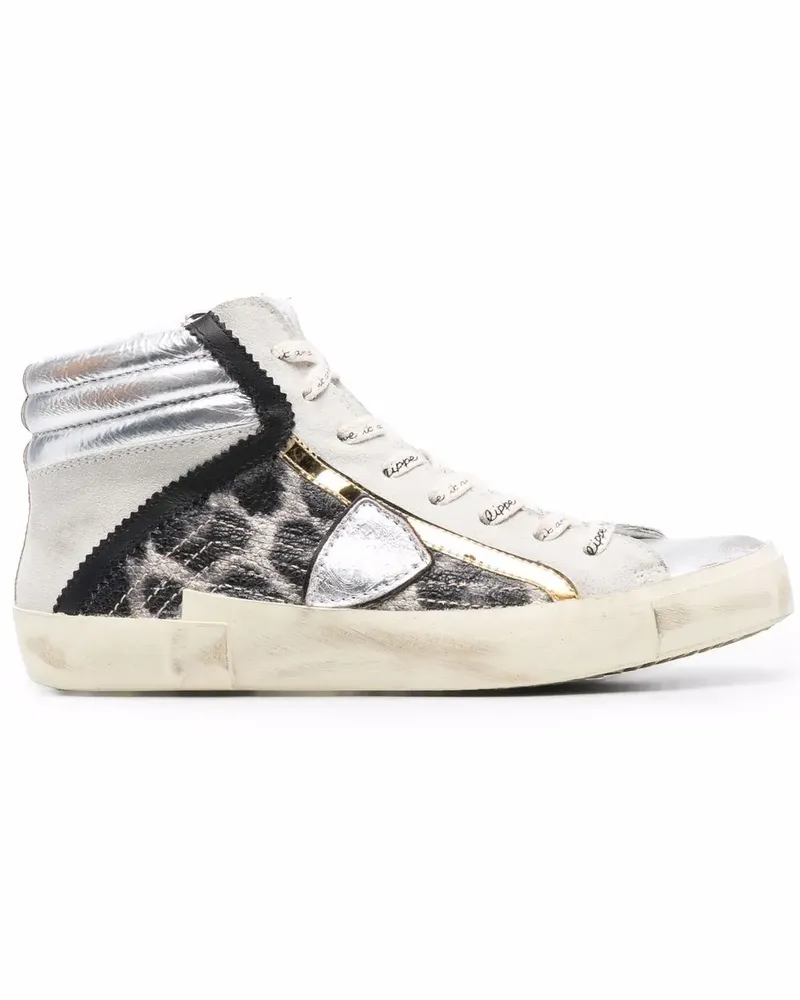 Philippe Model PRSX Sneakers mit Leopardenmuster - Silber Silber