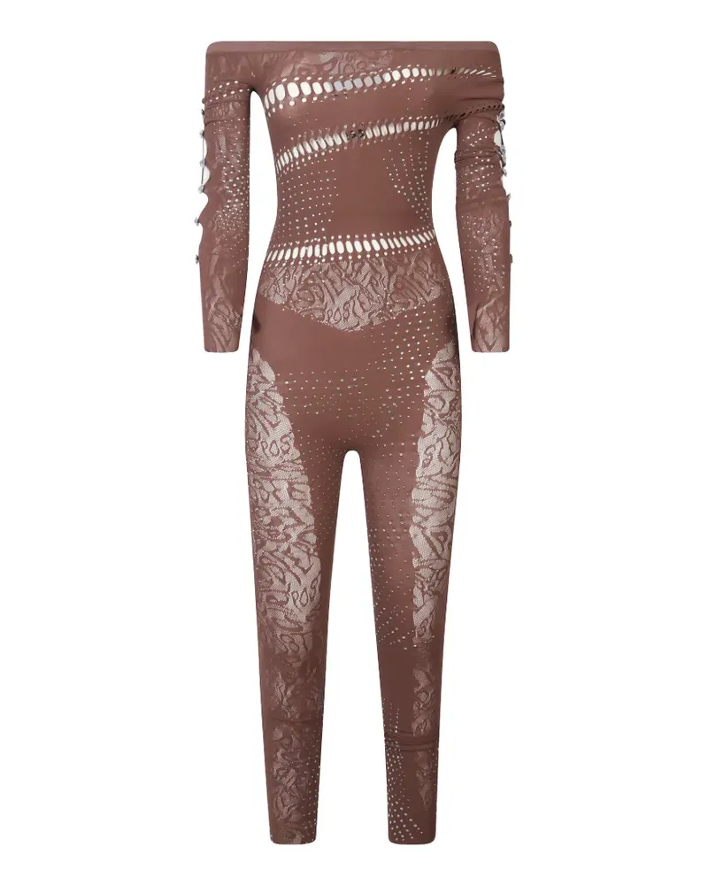 Poster Girl off-shoulder lace jumpsuit - Braun Braun