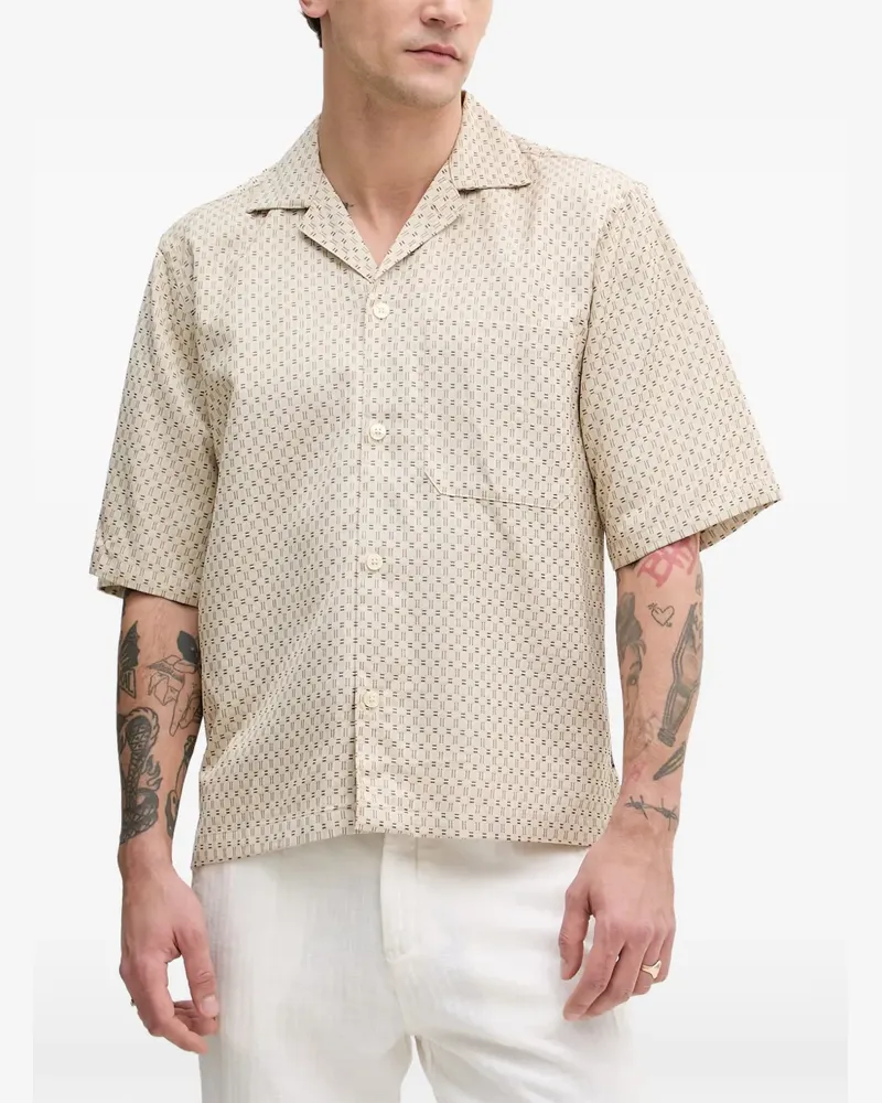 Lindbergh geometric-pattern camp-collar shirt - Nude Nude