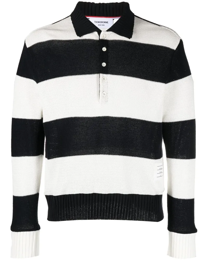 Thom Browne Gestricktes Poloshirt mit Streifen - Blau Blau