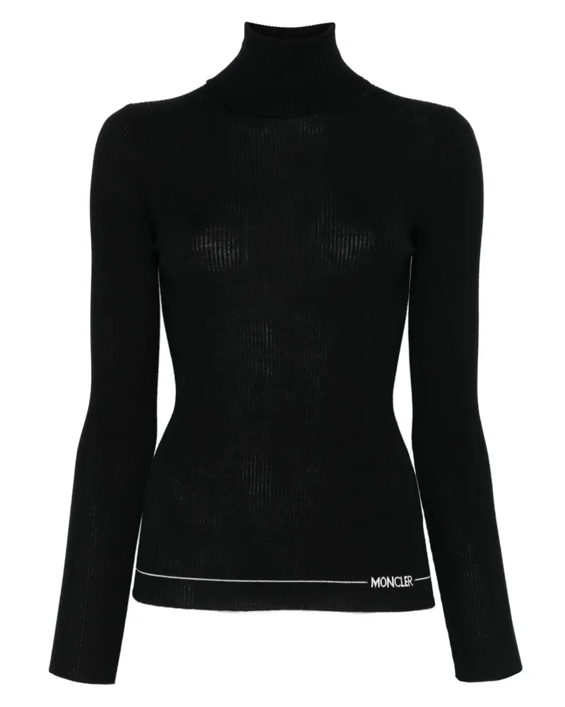 Moncler Gerippter Rollkragenpullover - Schwarz Schwarz