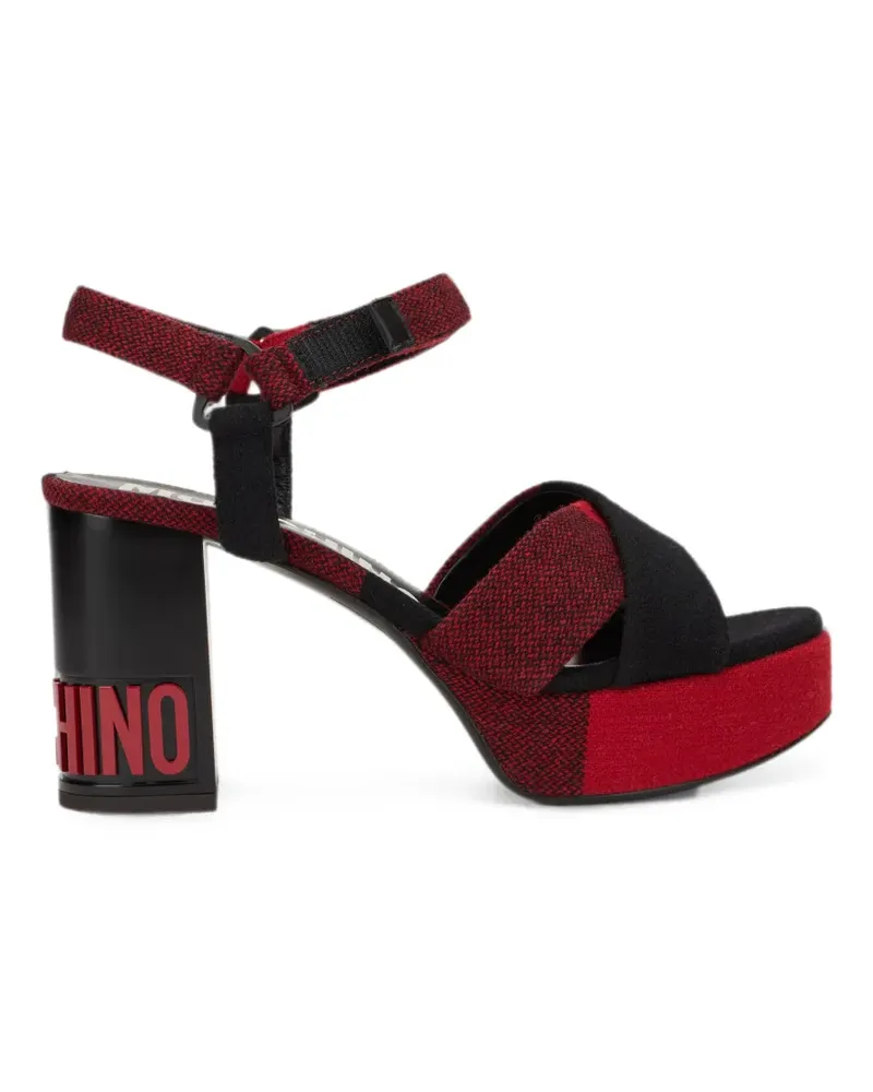 Moschino check-pattern logo-detail sandals - Rot Rot