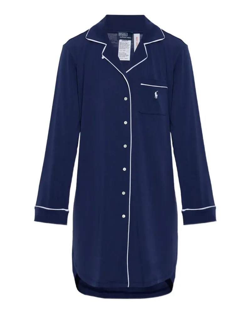 Ralph Lauren logo-embroidered piped nightdress - Blau Blau