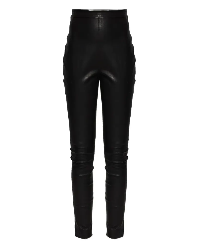 Balmain Lederhose mit Reißverschluss - Schwarz Schwarz