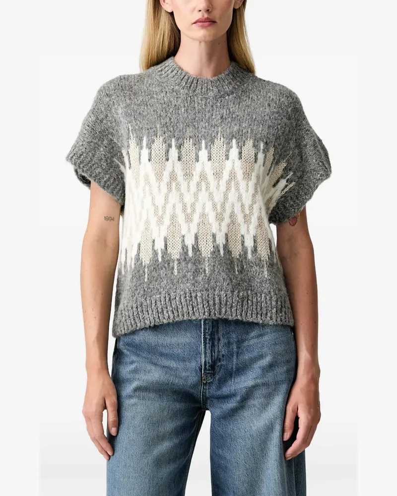JOOP! Kurzärmeliger Pullover mit geometrischem Muster - Grau Grau
