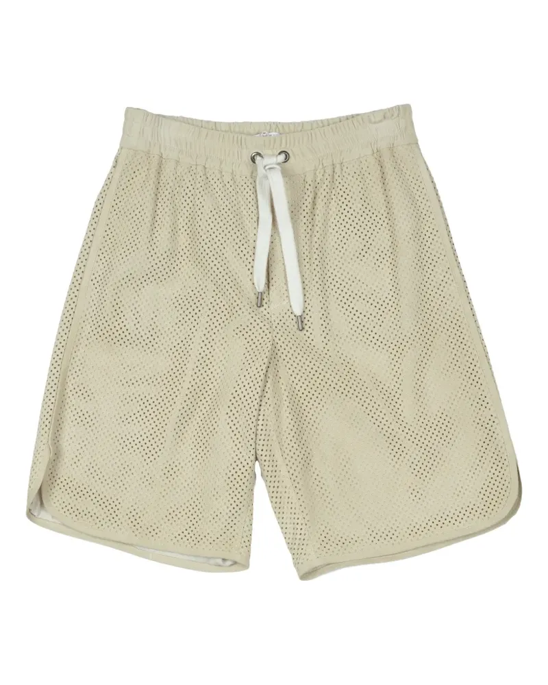Brunello Cucinelli perforated leather bermuda shorts - Nude Nude
