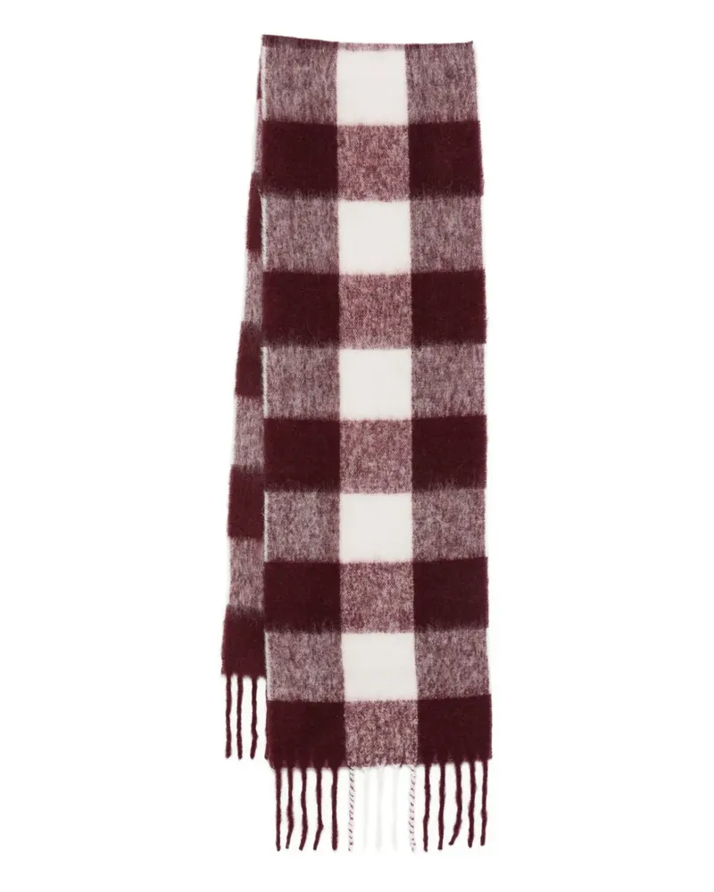 WRSTBHVR Rania check-pattern fringed scarf - Rot Rot