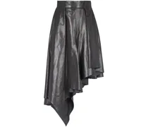 Asymmetrischer Lederrock - Schwarz