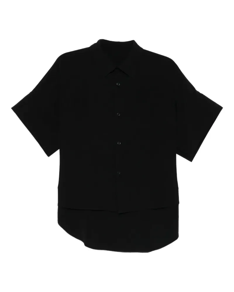 Yohji Yamamoto Crepe De Chine short cuffs shirt - Schwarz Schwarz