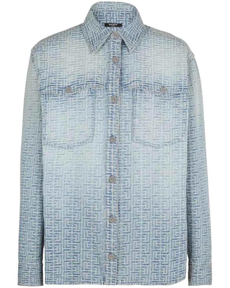 Balmain Hemd aus Monogramm-Jacquard - Blau Blau