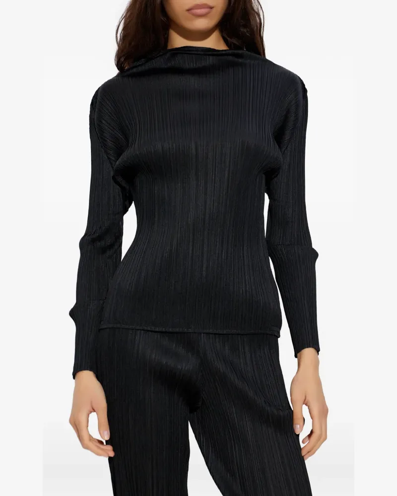 Issey Miyake pleats long-sleeve top - Schwarz Schwarz