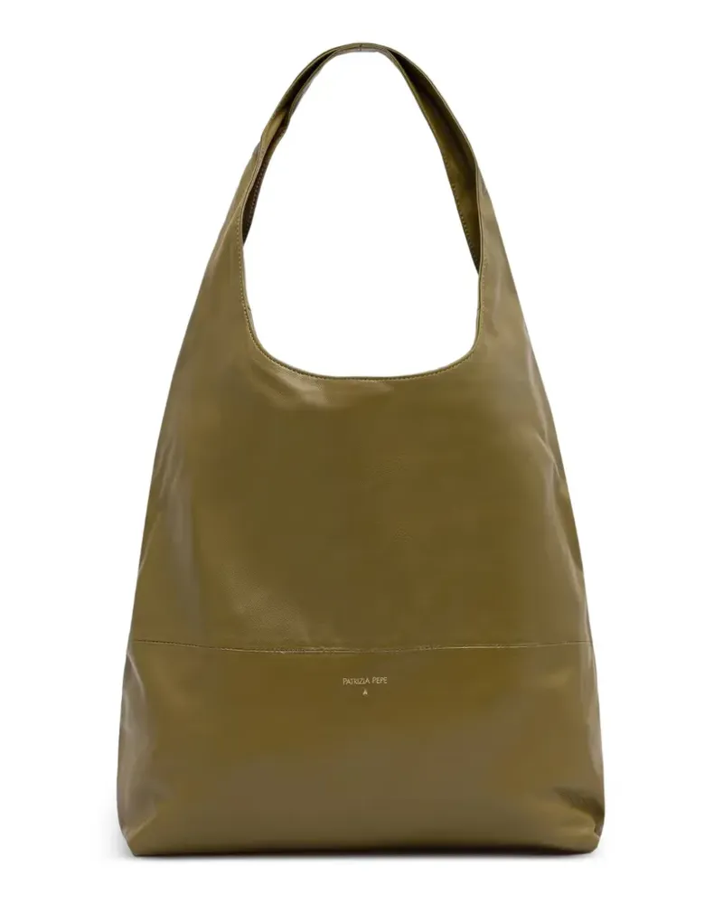 Patrizia Pepe Minimal Tote Bag aus Leder mit Logo-Print - Grün Grün