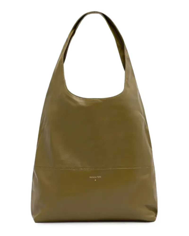 Patrizia Pepe Minimal Tote Bag aus Leder mit Logo-Print - Grün Grün