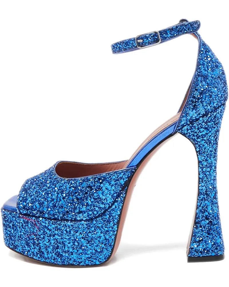 Amina Muaddi Sandalen im Glitter-Look 140mm - Blau Blau