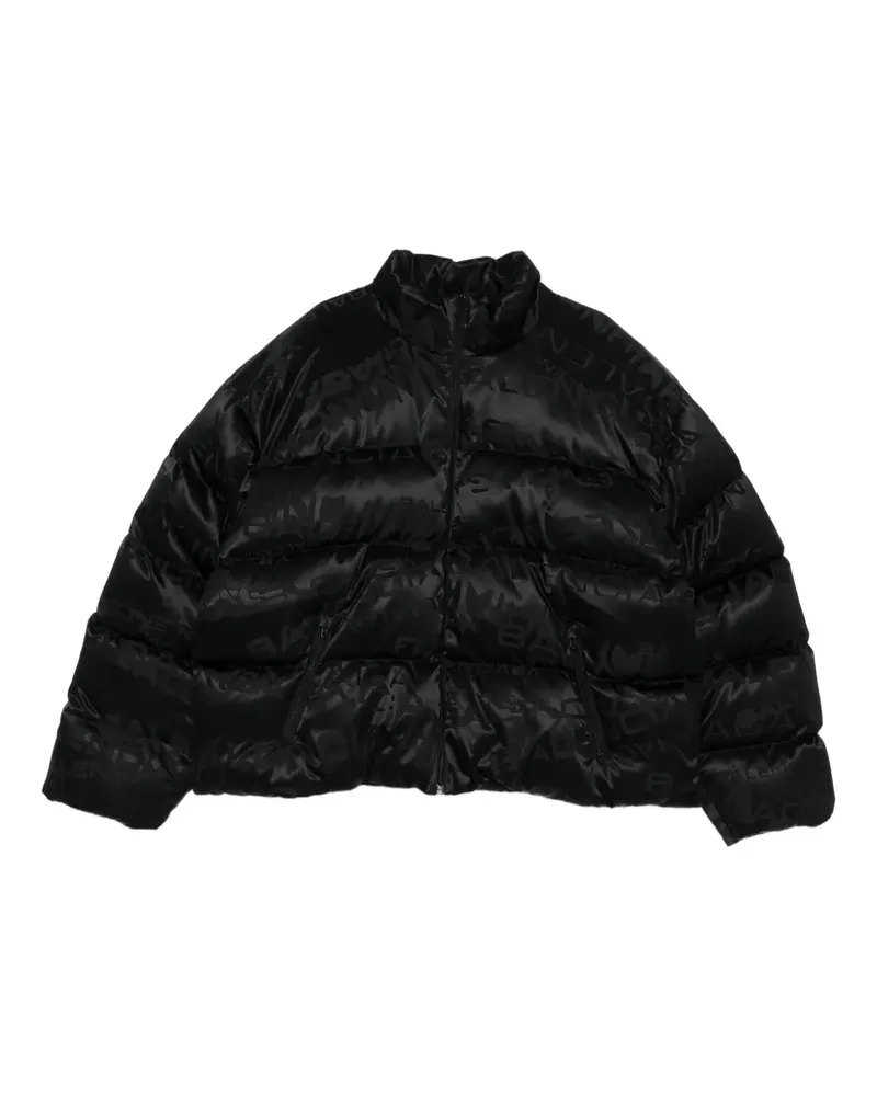 Balenciaga Steppjacke mit Logo-Muster - Schwarz Schwarz