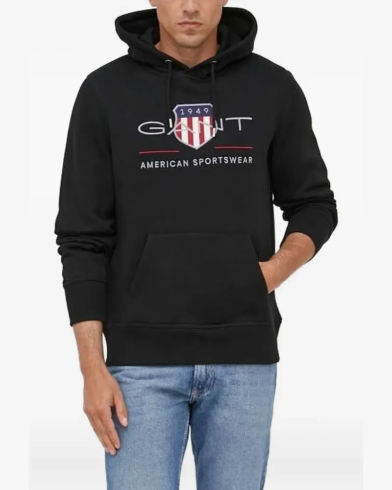 Gant Hoodie mit Shield-Logo - Schwarz Schwarz