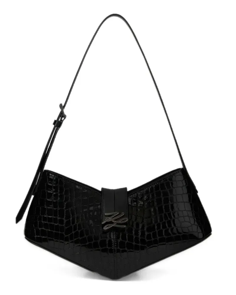 Karl Lagerfeld Karl Studio K/Autograph Schultertasche mit Kroko-Effekt - Schwarz Schwarz