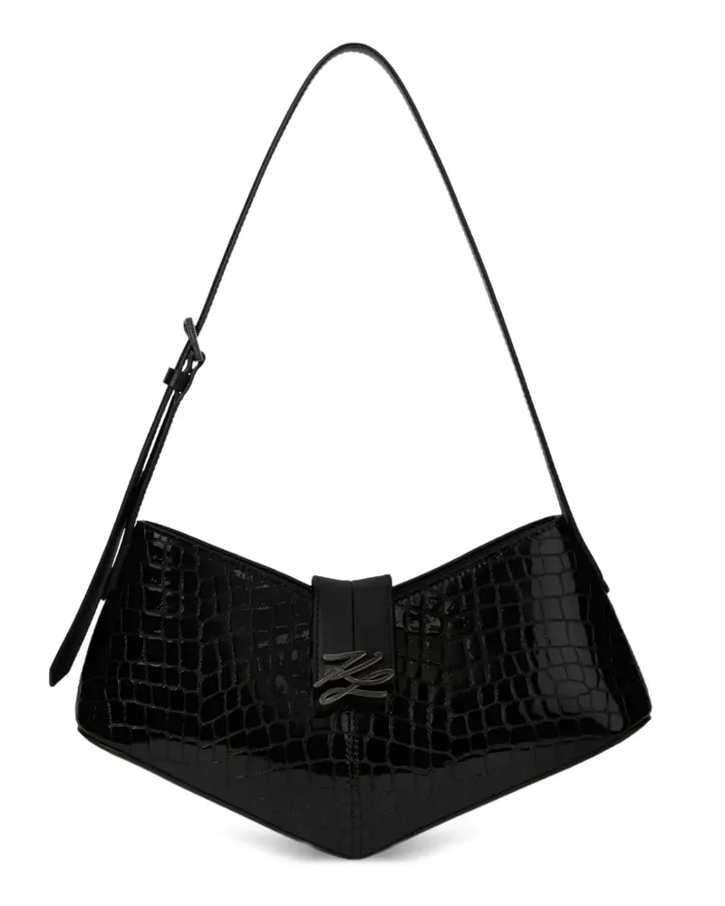 Karl Lagerfeld Karl Studio K/Autograph Schultertasche mit Kroko-Effekt - Schwarz Schwarz