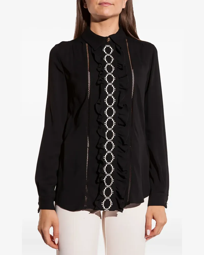 Elisabetta Franchi ruffled embroidered blouse - Schwarz Schwarz