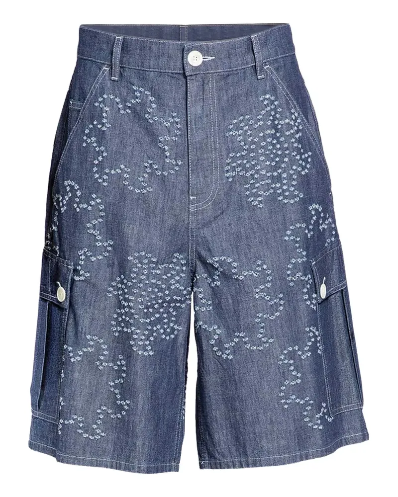 Marni embroidered denim shorts - Blau Blau