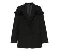 Einreihiger Blazer mit Fransen - Schwarz