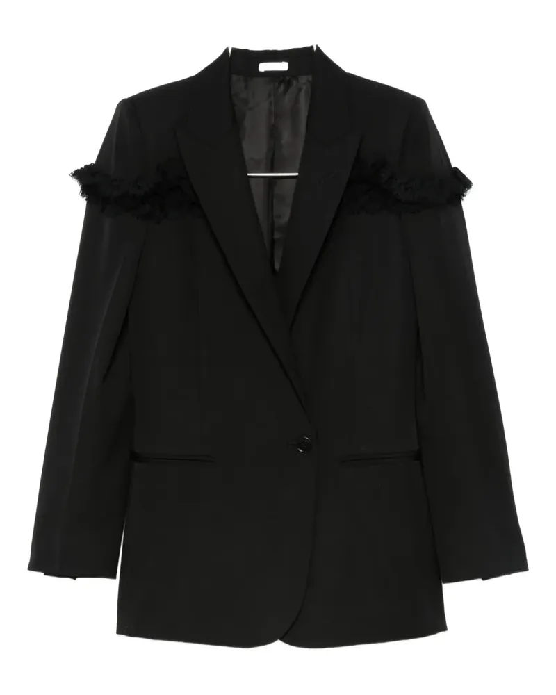 Alexander McQueen fringed-detail single-breasted blazer - Schwarz Schwarz