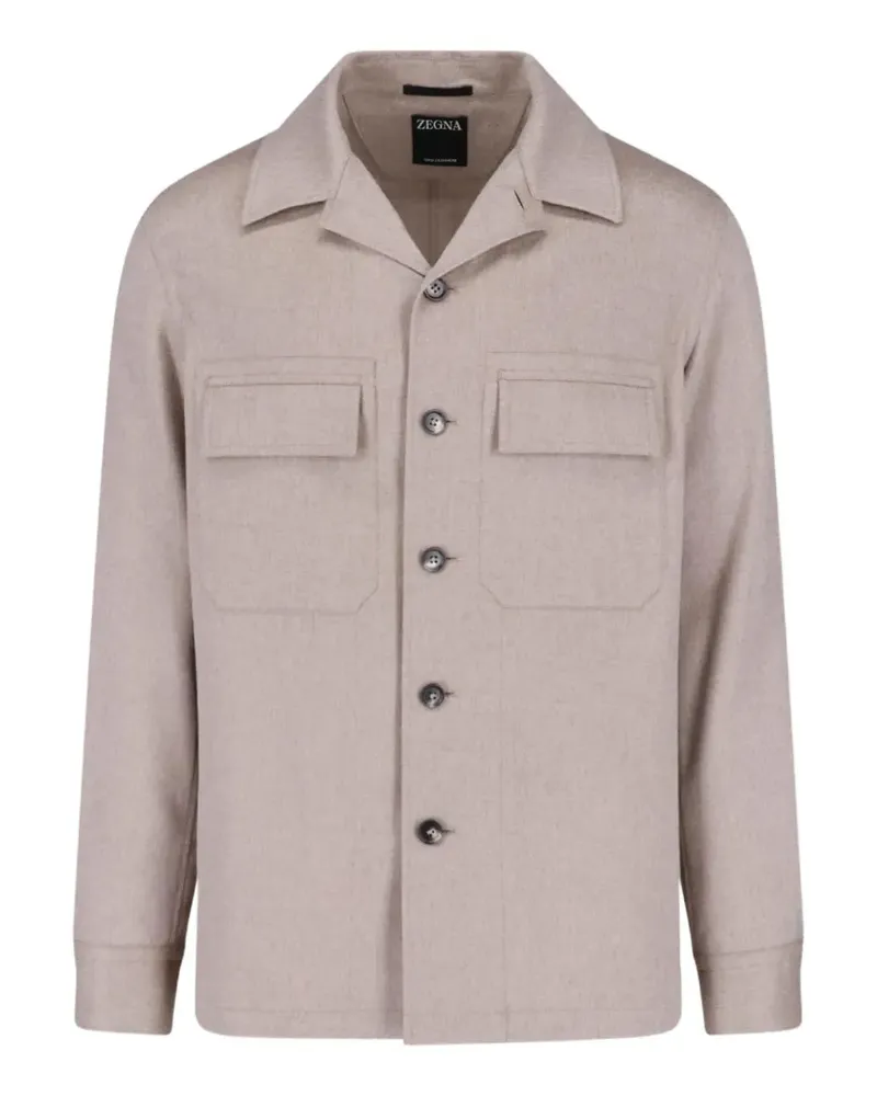 Ermenegildo Zegna Oasi Cashmere flap-pocket shirt - Nude Nude