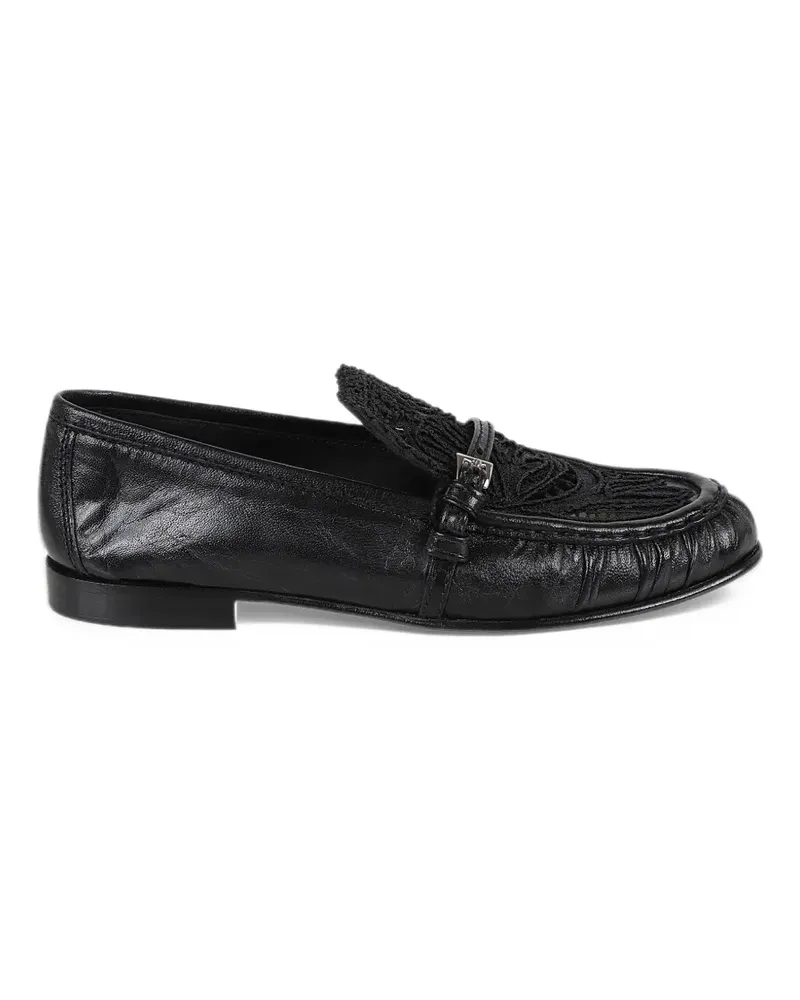 Ermanno Scervino lace-panelled buckle-strap loafers - Schwarz Schwarz