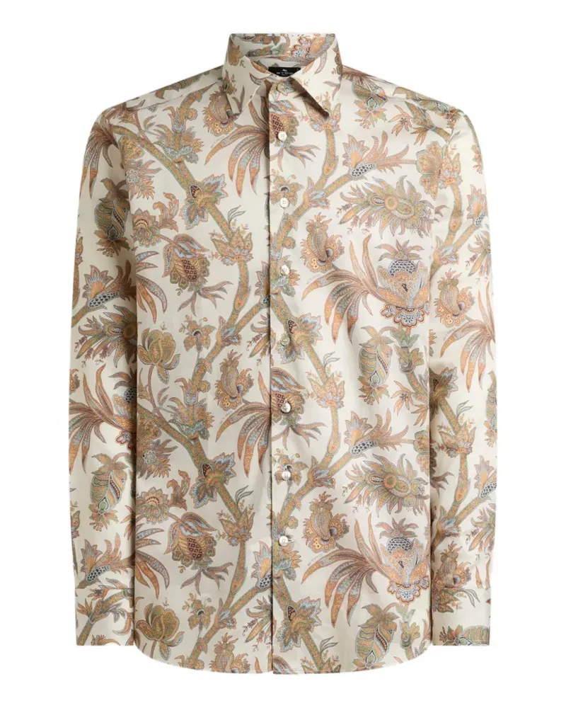 Etro Hemd aus Baumwollsatin mit Paisley-Blumenmotiv - Nude Nude