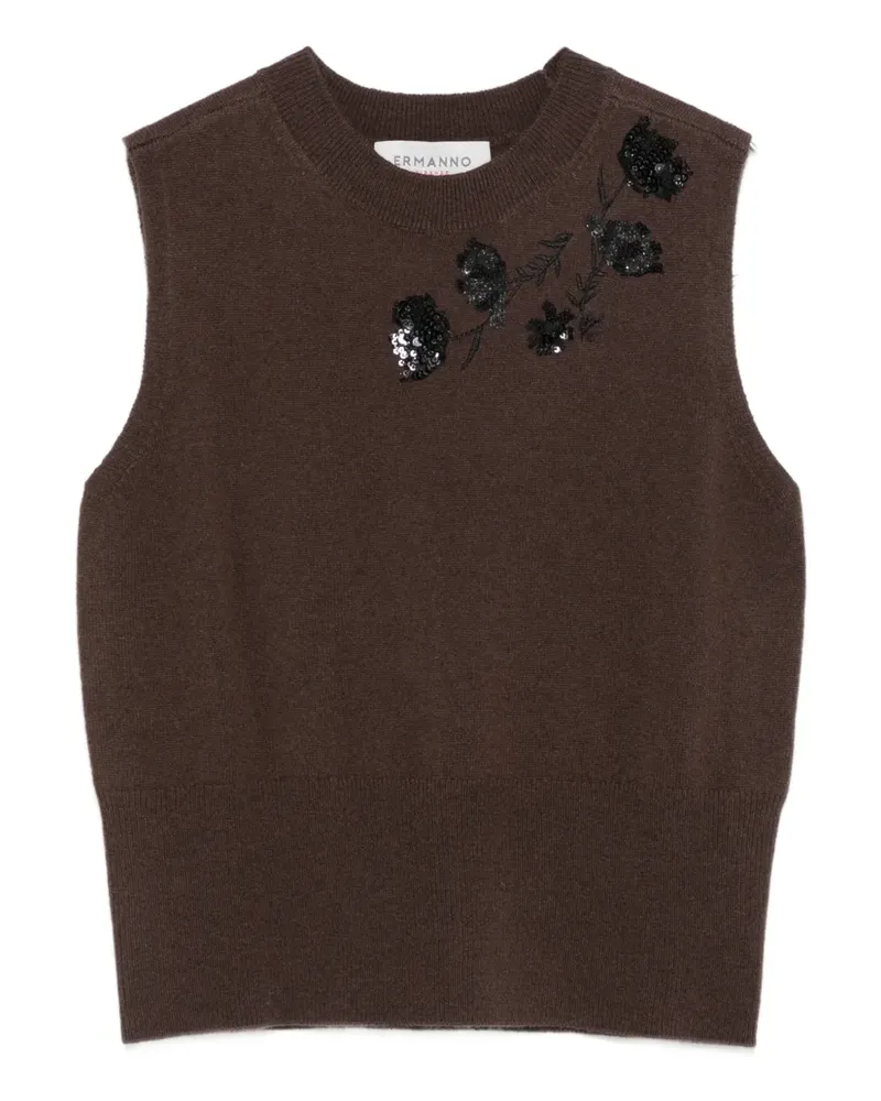 Ermanno Scervino Top mit Pailletten - Braun Braun