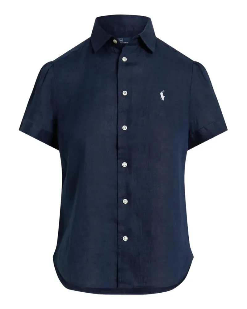 Ralph Lauren Kurzärmeliges Hemd mit Logo-Stickerei - Blau Blau