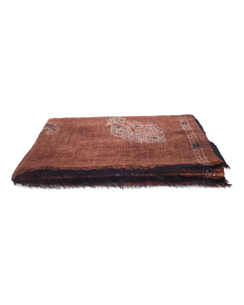 Dell'oglio Ausgefranster Schal mit Paisley-Print - Rot Rot