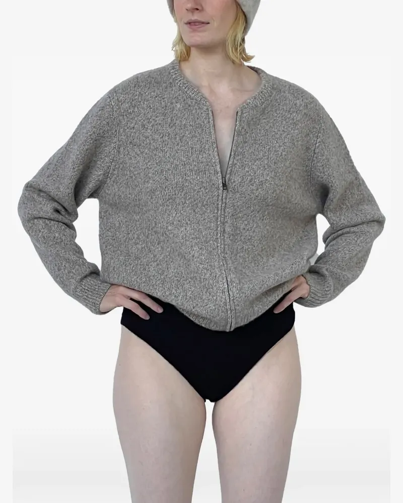 Frenckenberger Melierter Cardigan mit Reißverschluss - Grau Grau