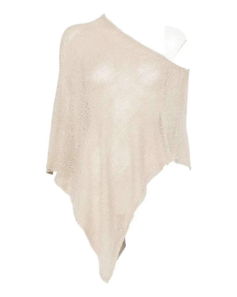 Enza Costa open-knit asymmetric poncho - Nude Nude