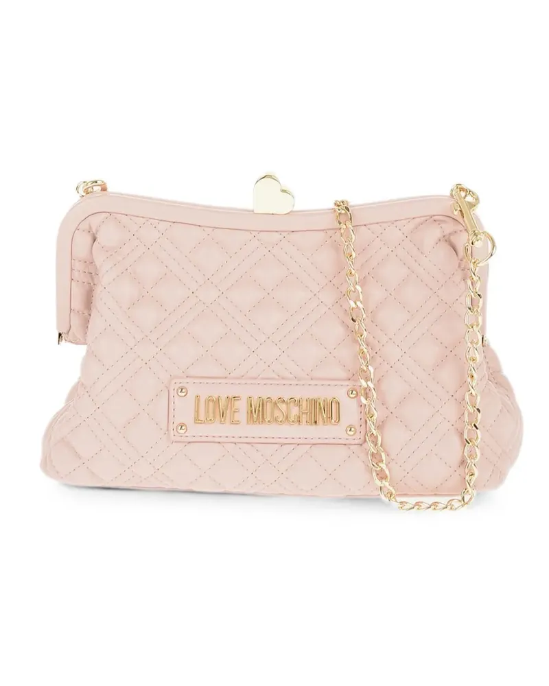 Moschino quilted logo-patch shoulder bag - Rosa Rosa